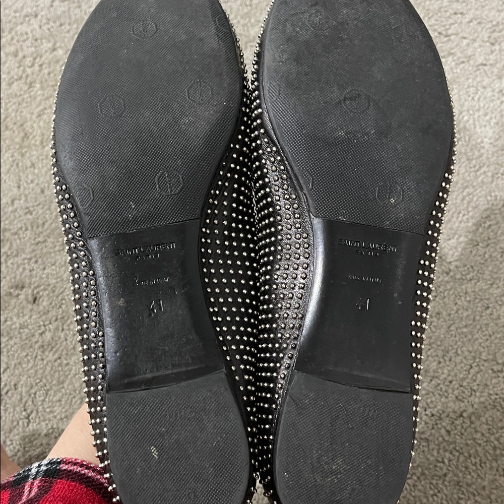 Saint Laurent YSL Studded Black women’s Ballet Flats size 41 us 10 used - Picture 5 of 9